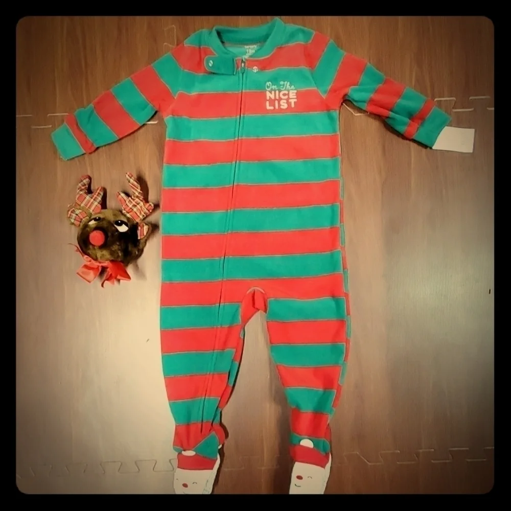 NWT Carter's Red & Green Christmas Fleece Pajamas